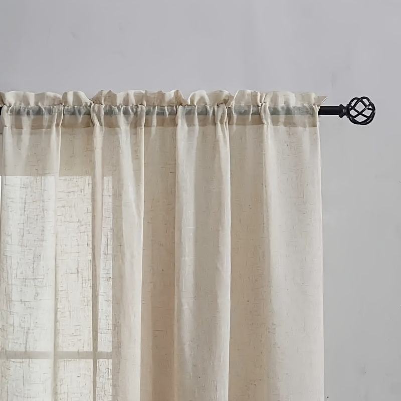 Rideau tamisant transparent effet lin pour salon et chambre (2 panneaux)