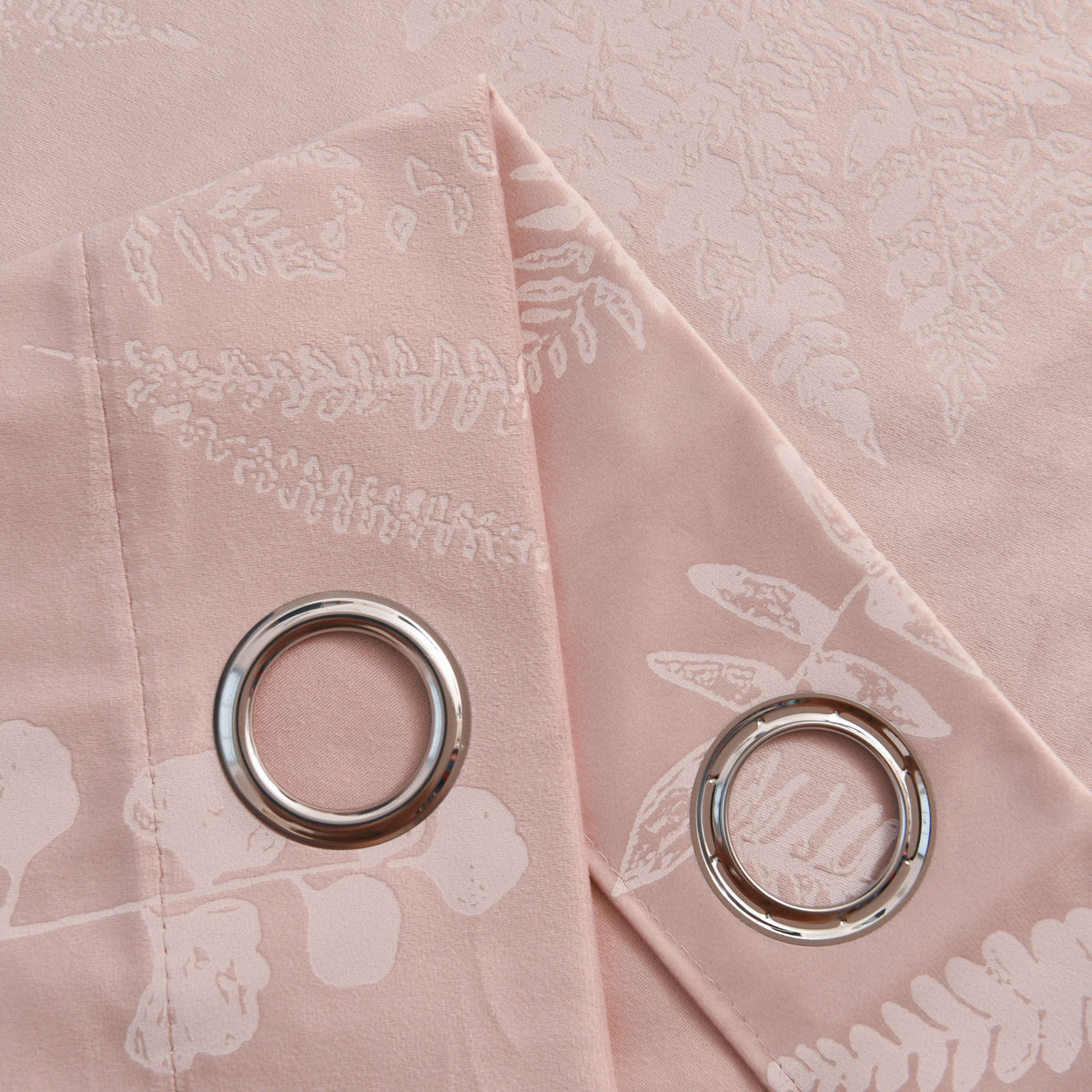 Rideau velours à œillets motif feuillage isolant thermique, rose