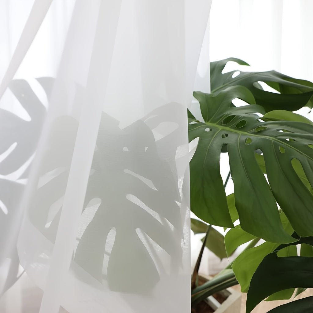Rideau voilage grande largeur blanc semi-transparent pour baie vitrée, hauteur 200 à 239 cm