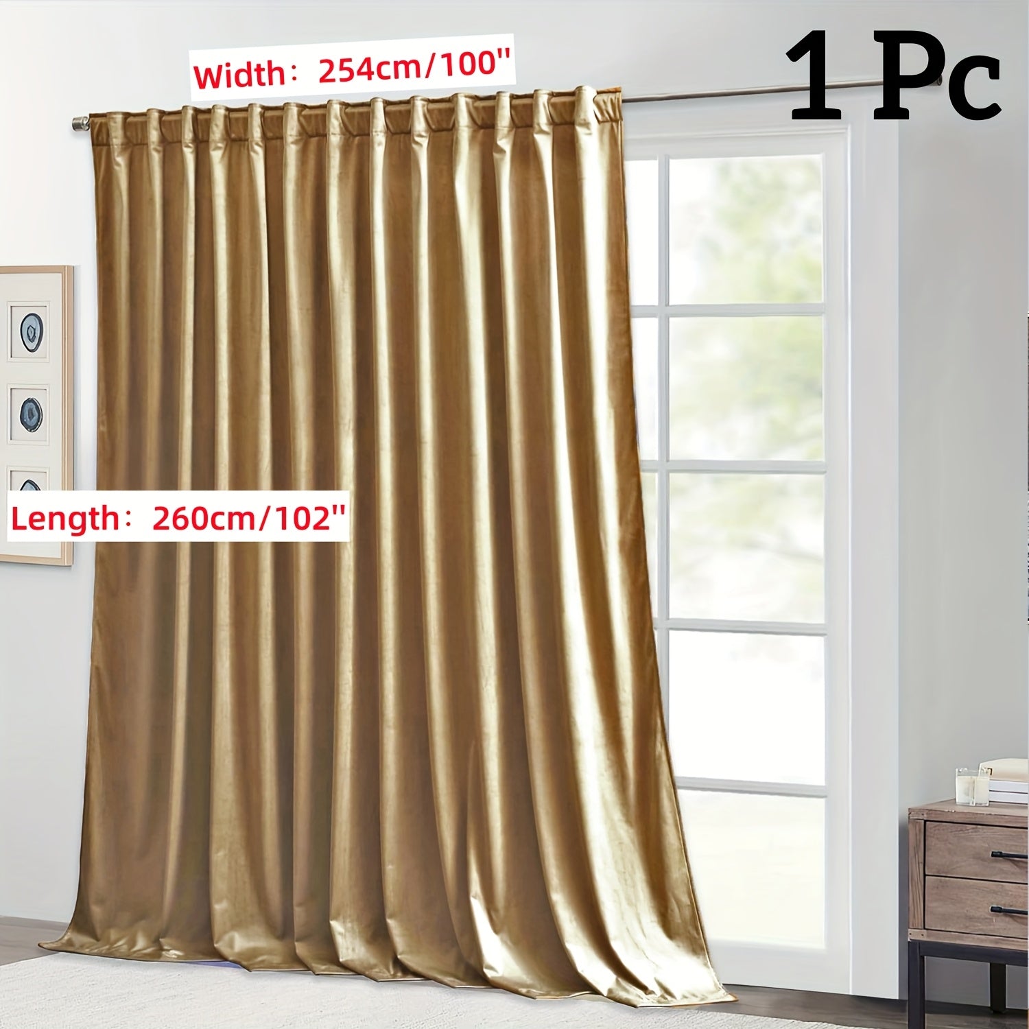 Rideau flanelle occultant large en polyester pour porte-fenêtre