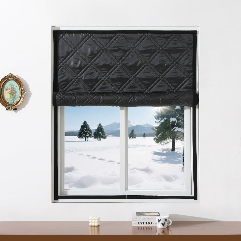Rideau thermique occultant noir matelassé isolation hiver sans perçage