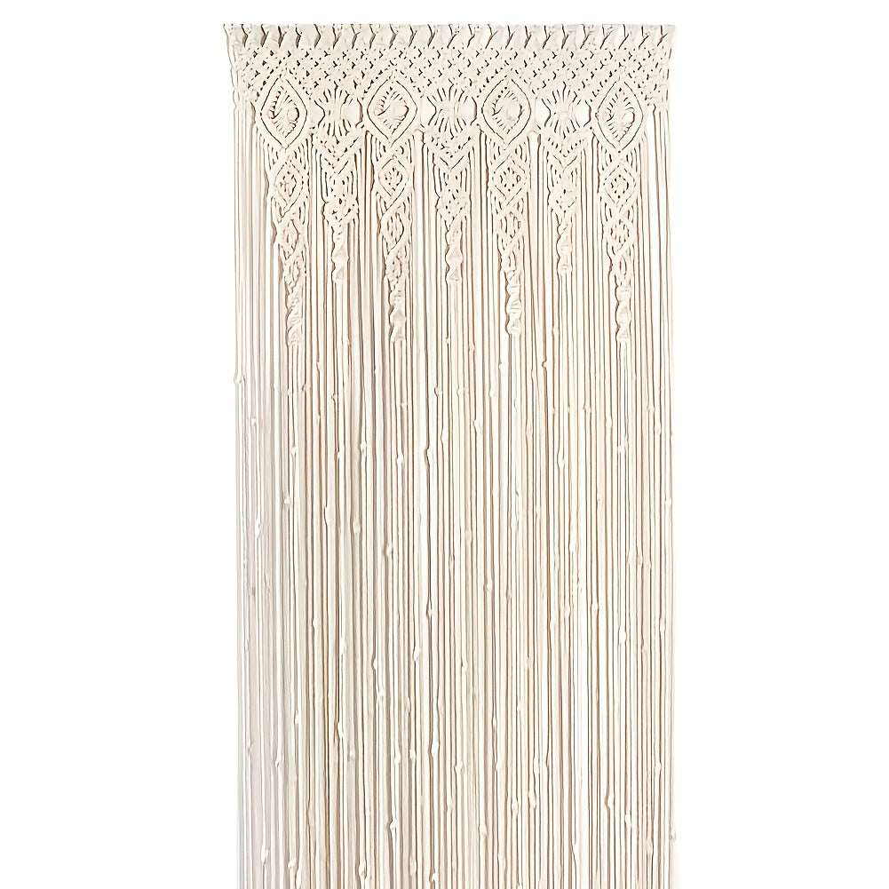 Rideau macramé bohème extra-long en coton ajouré pour porte (1 panneau)