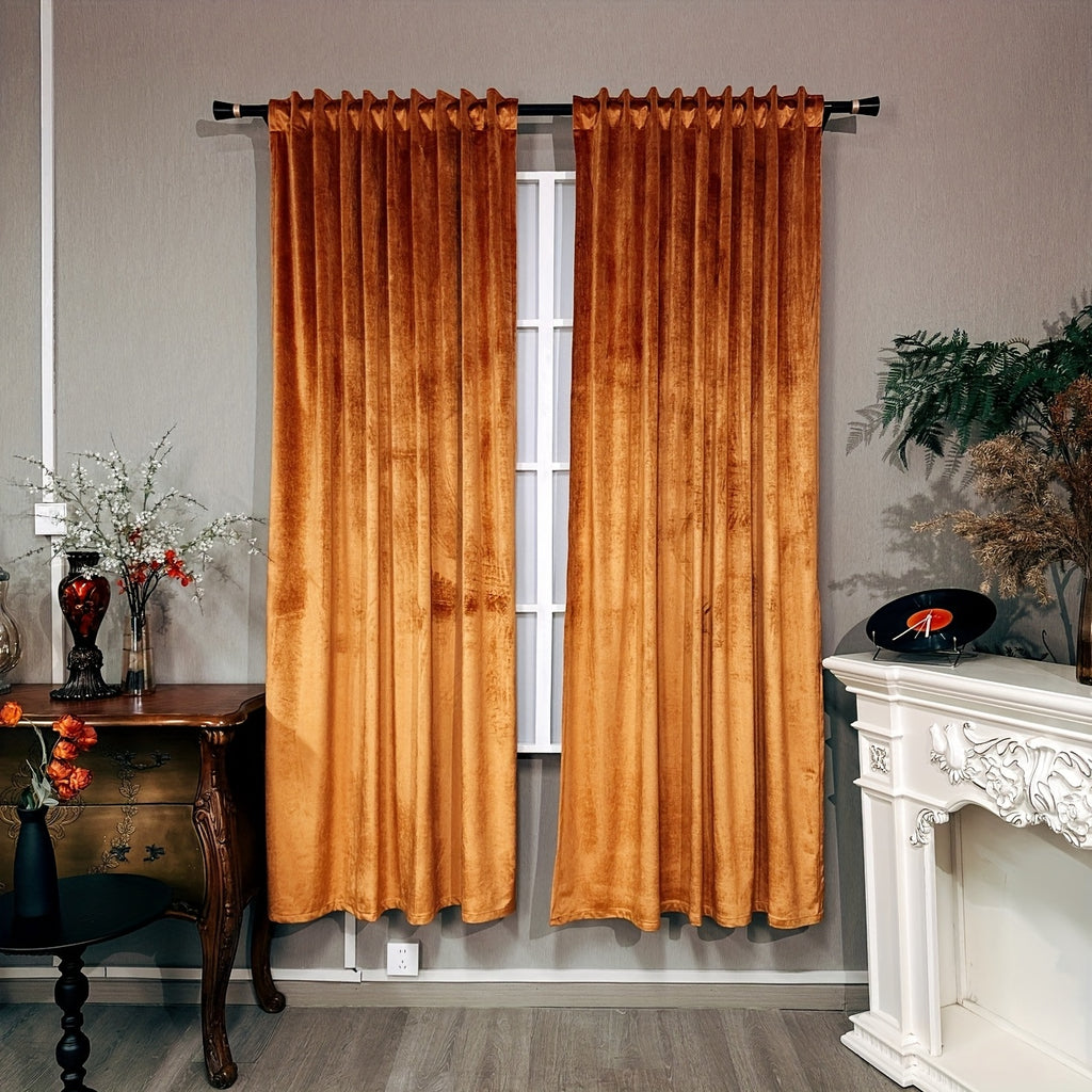 Rideaux velours longs unis brillants en polyester, hauteur 270 cm et plus