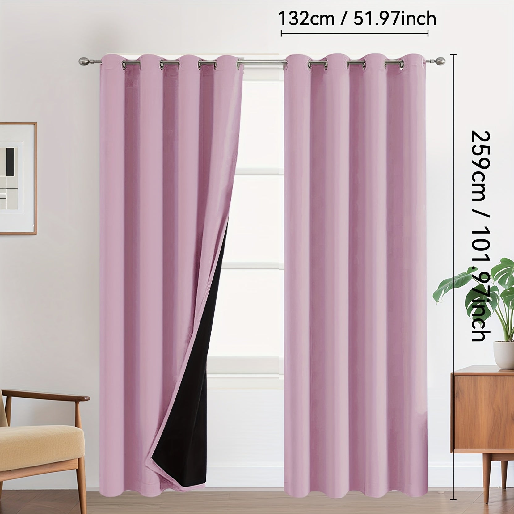 Rideaux occultants 100 % blackout à œillets – lot de 2 panneaux pour chambre et salon