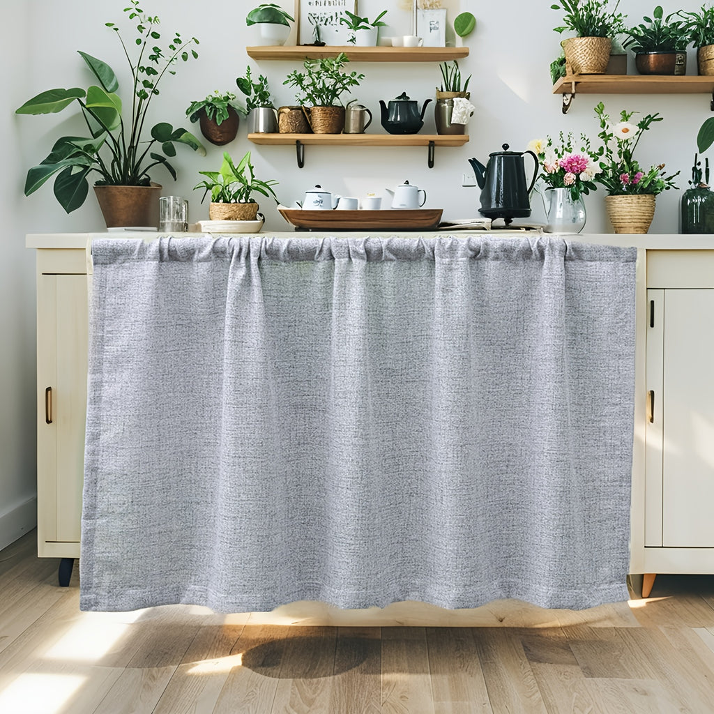 Rideau sous meuble uni style rural en polyester effet lin, violet