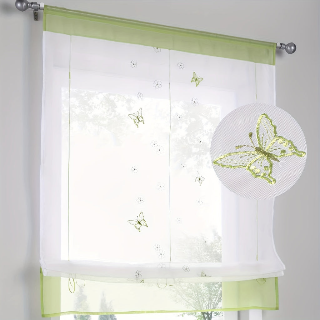 Rideau brise-bise à broderie papillon, hauteur moins de 160 cm