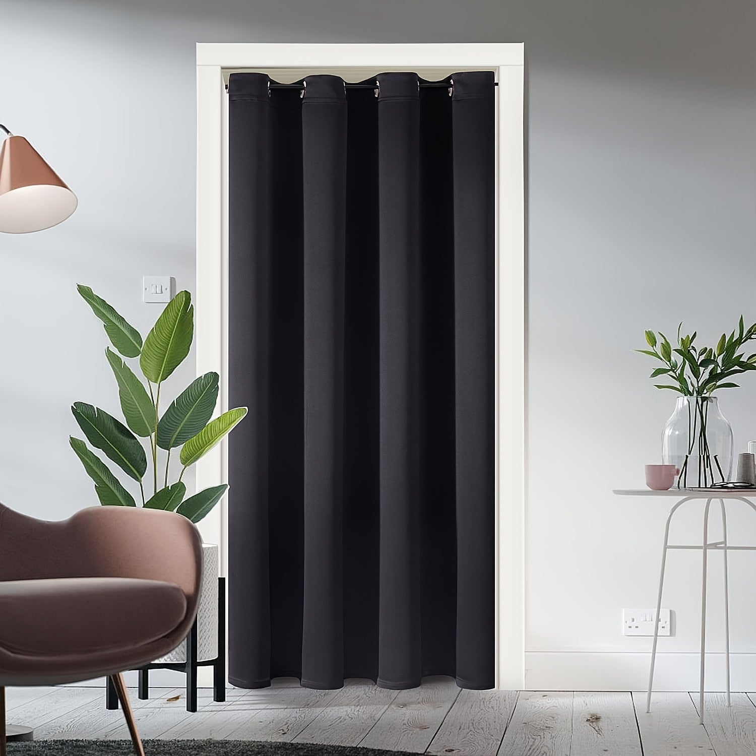 Rideau occultant thermique pour porte et placard – 1 panneau avec œillets