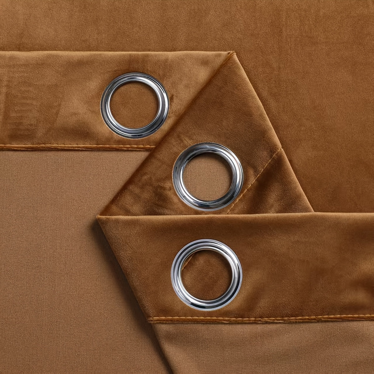 Rideaux occultants velours marron café en polyester (2 panneaux), largeur 140 à 199 cm