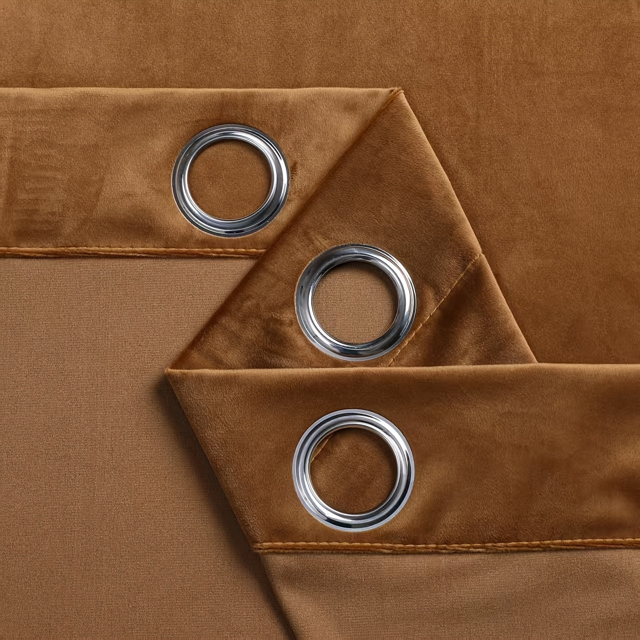 Rideaux occultants velours marron café en polyester (2 panneaux)