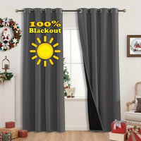 Rideaux occultants thermiques 100 % blackout à œillets, gris