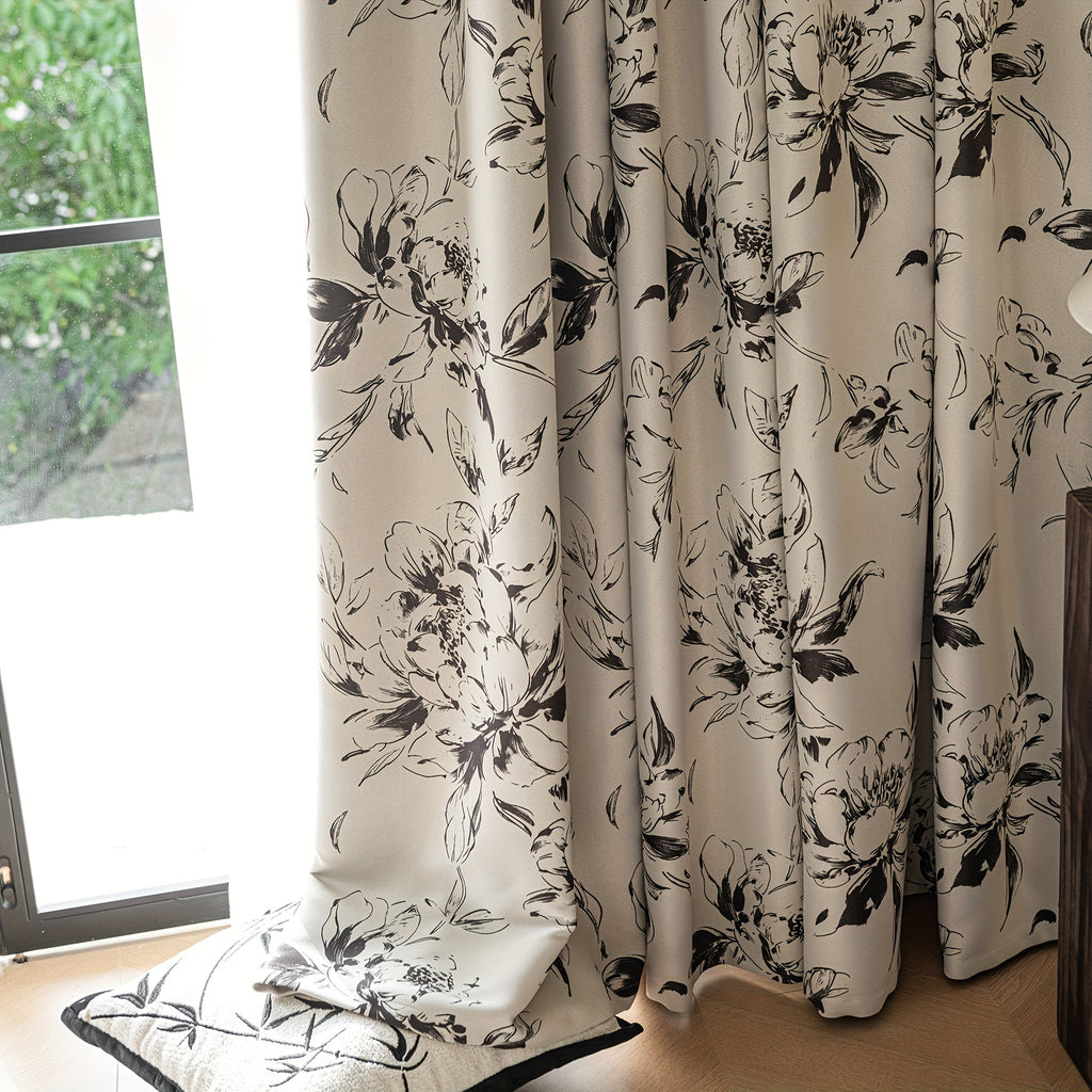 Rideau occultant thermique à motif floral, largeur 200 à 299 cm