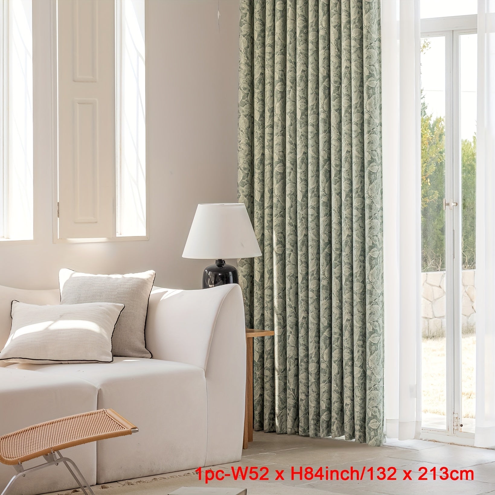 Rideau occultant jacquard feuille en chenille style vintage pour salon