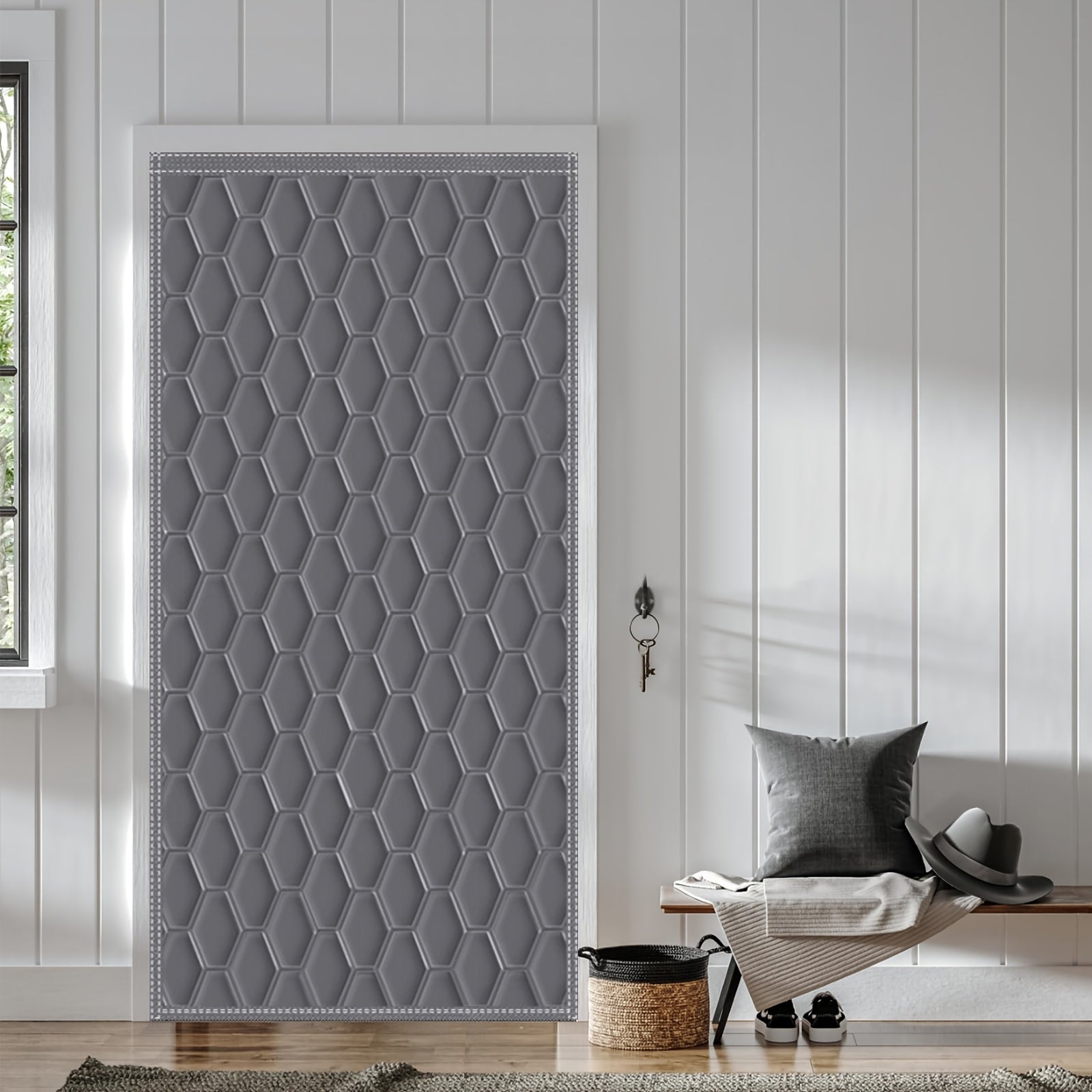 Rideau de Porte Thermique Matelassé Coupe-Vent Isolation Hiver