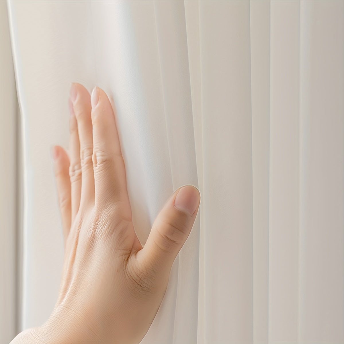 Rideaux voilage blanc semi-opaque à poche tringle pour fenêtre et porte-fenêtre (2 panneaux)