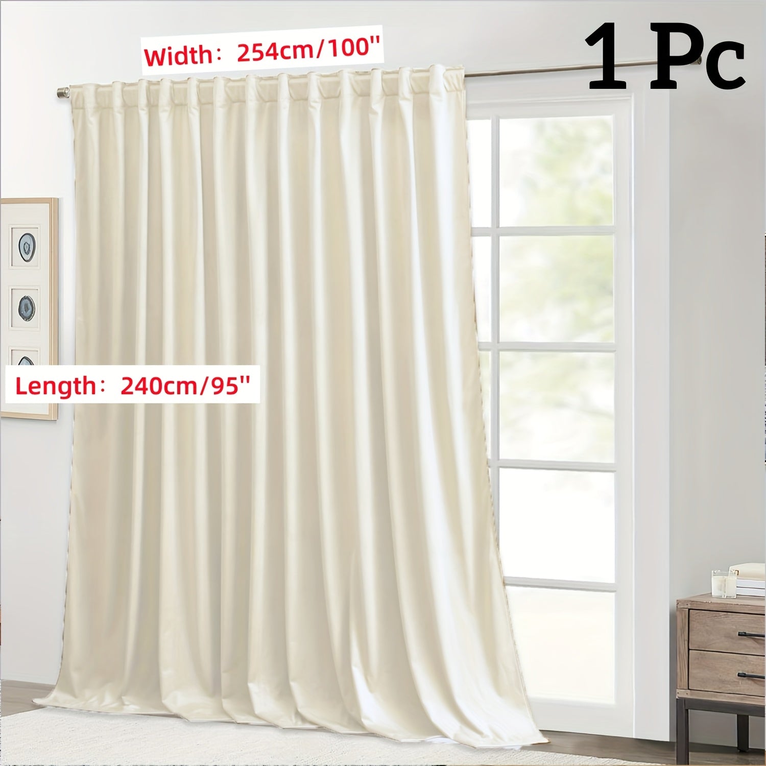 Rideau flanelle occultant large en polyester pour porte-fenêtre