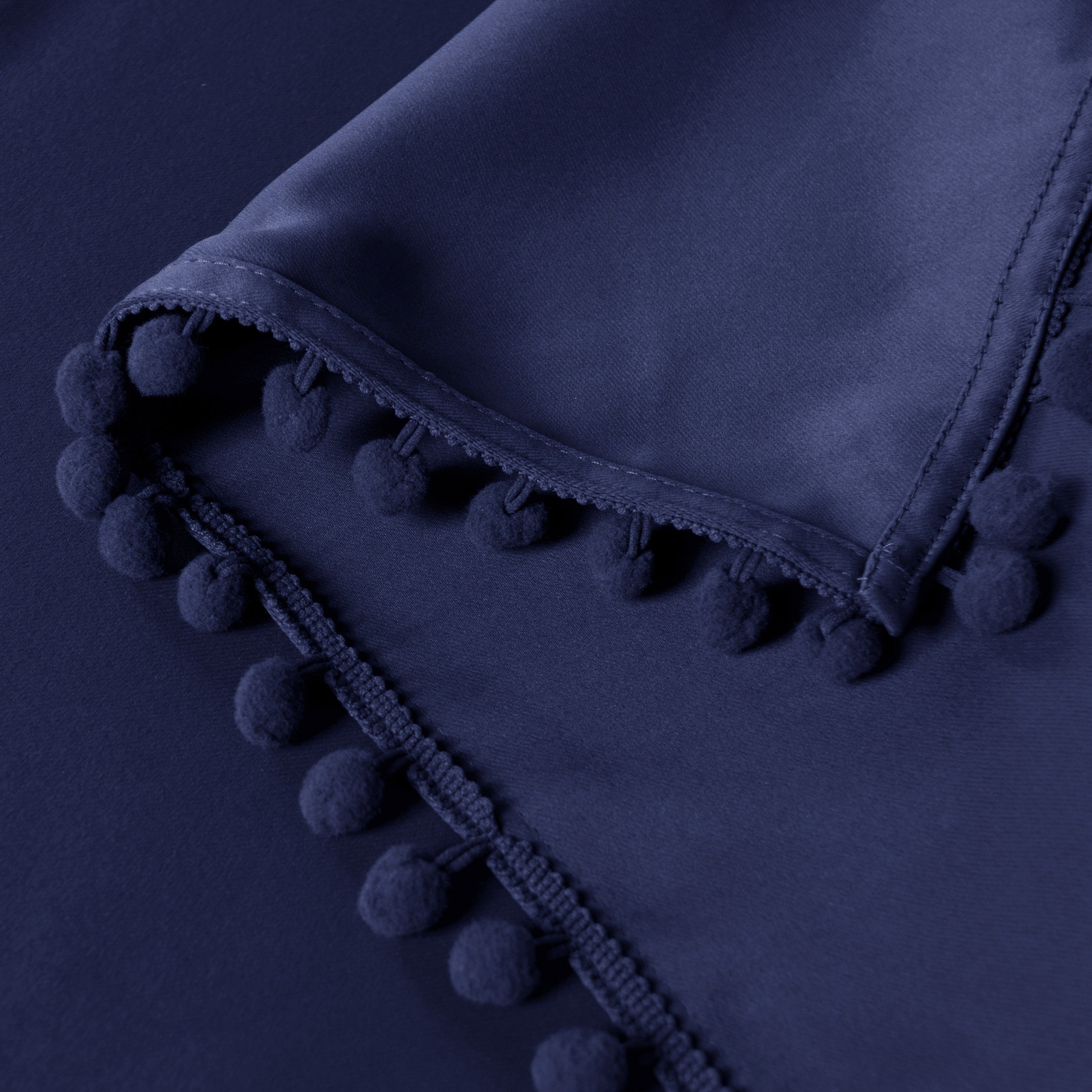 Rideau occultant thermique avec galon pompons pour salon et chambre