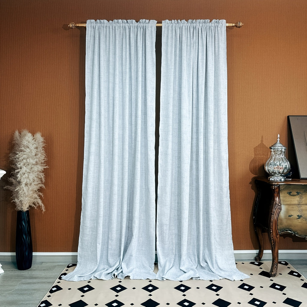 Rideaux tamisants effet lin unis en polyester, largeur 100 à 139 cm