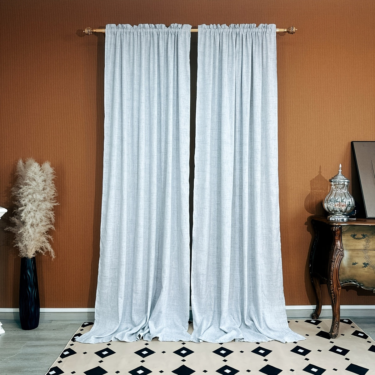 Rideaux tamisants effet lin unis en polyester, largeur 100 à 139 cm
