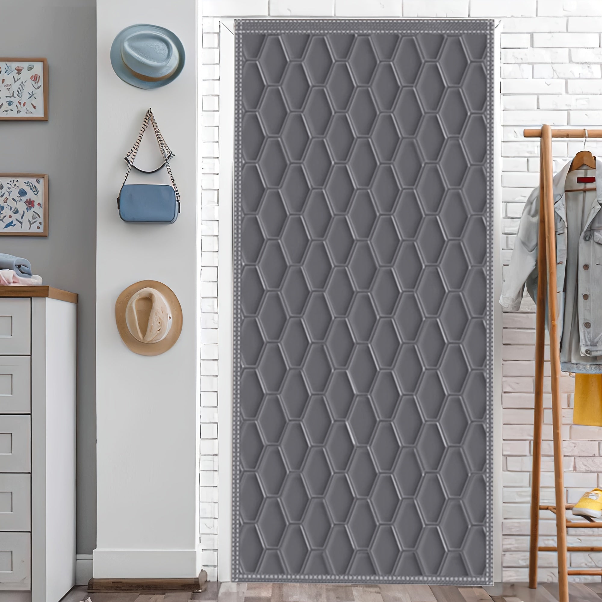 Rideau de Porte Thermique Matelassé Coupe-Vent Isolation Hiver