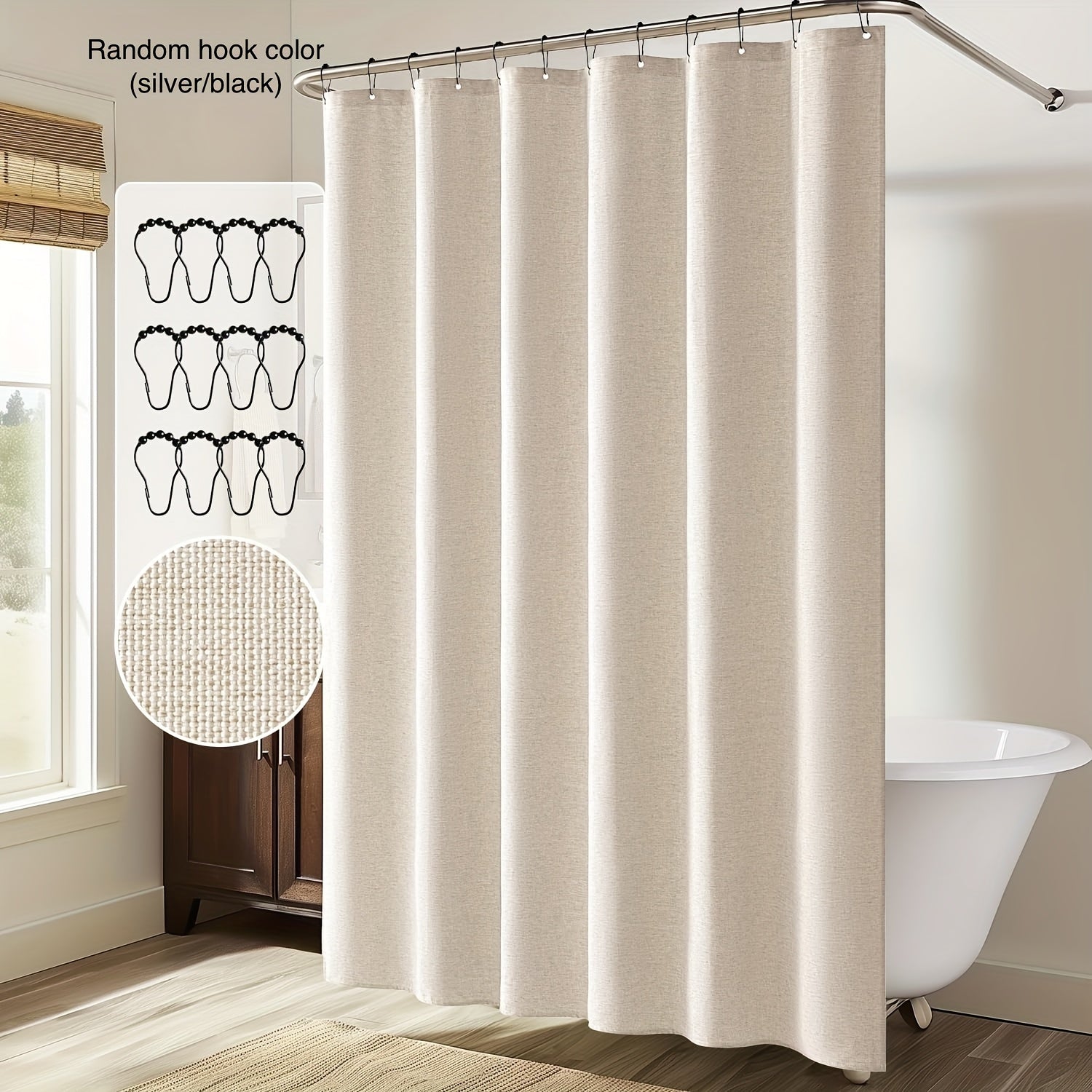 Rideau de douche épais en polyester jacquard avec œillets métalliques