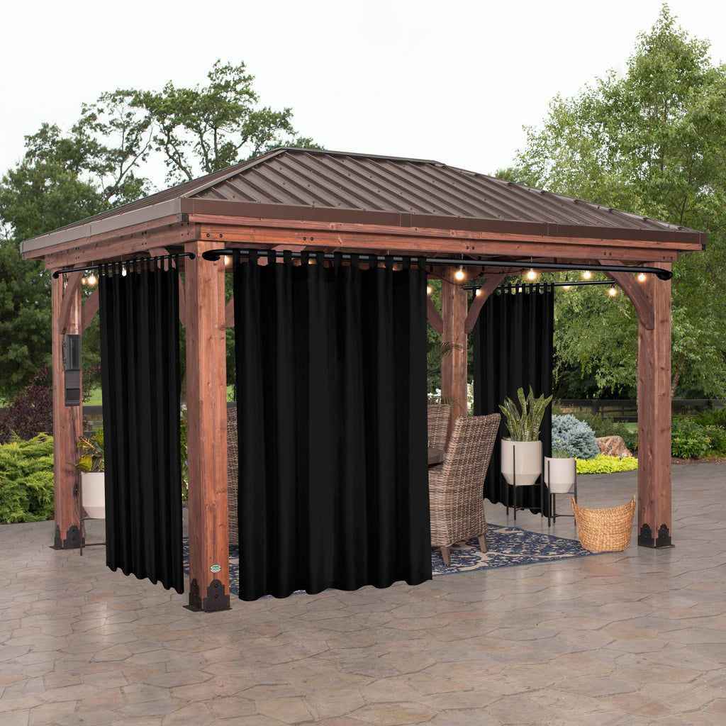 Rideau extérieur occultant pour pergola et terrasse, noir