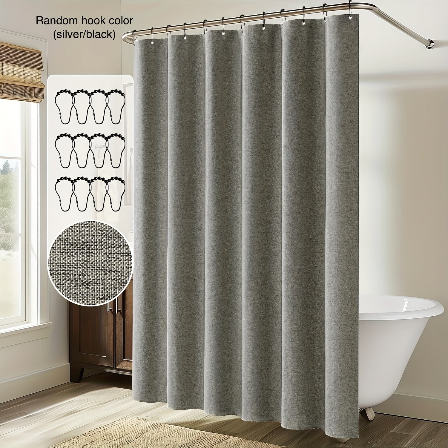 Rideau de douche épais en polyester jacquard avec œillets métalliques