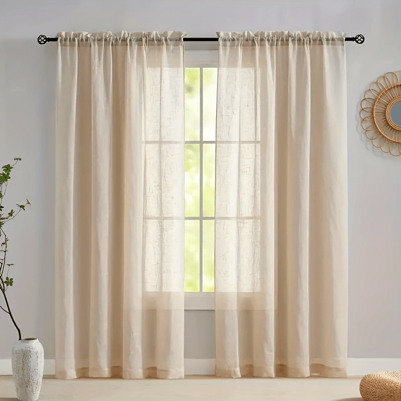 Rideau tamisant transparent effet lin, largeur 100 à 139 cm