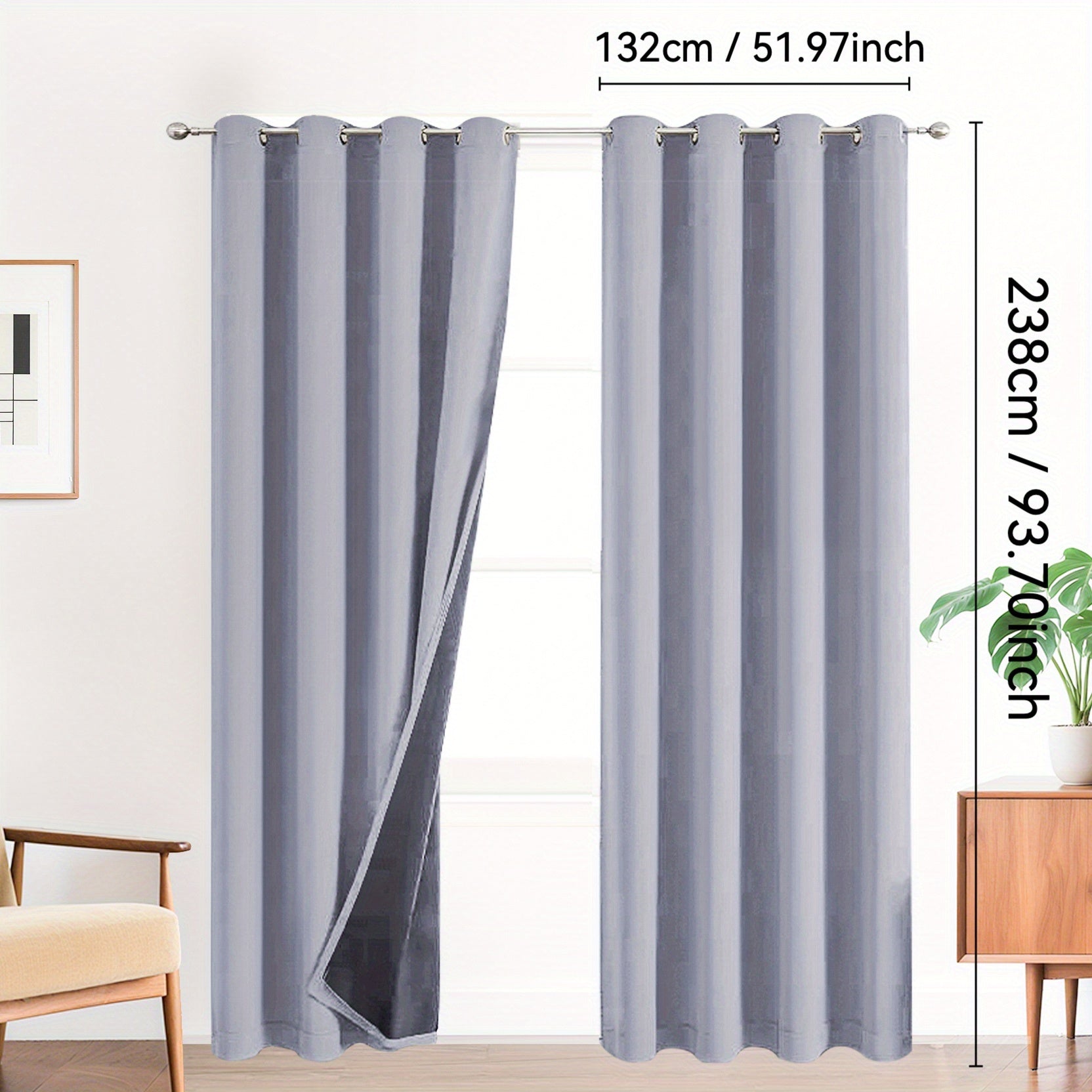 Rideaux occultants 100 % blackout à œillets – lot de 2 panneaux pour chambre et salon