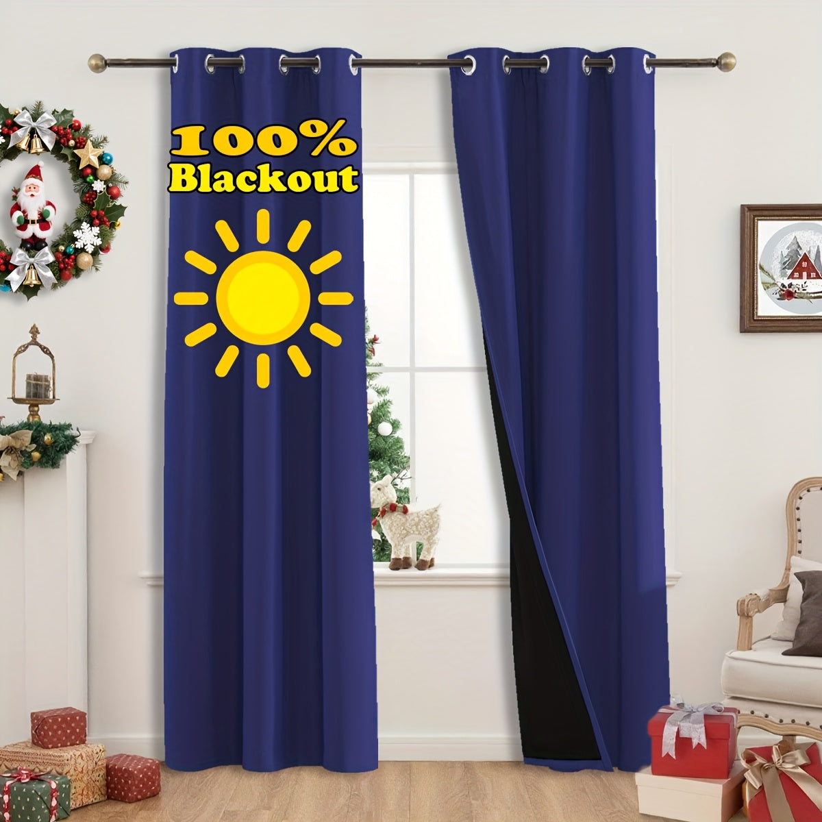 Rideaux occultants thermiques 100 % blackout à œillets – lot de 2 panneaux