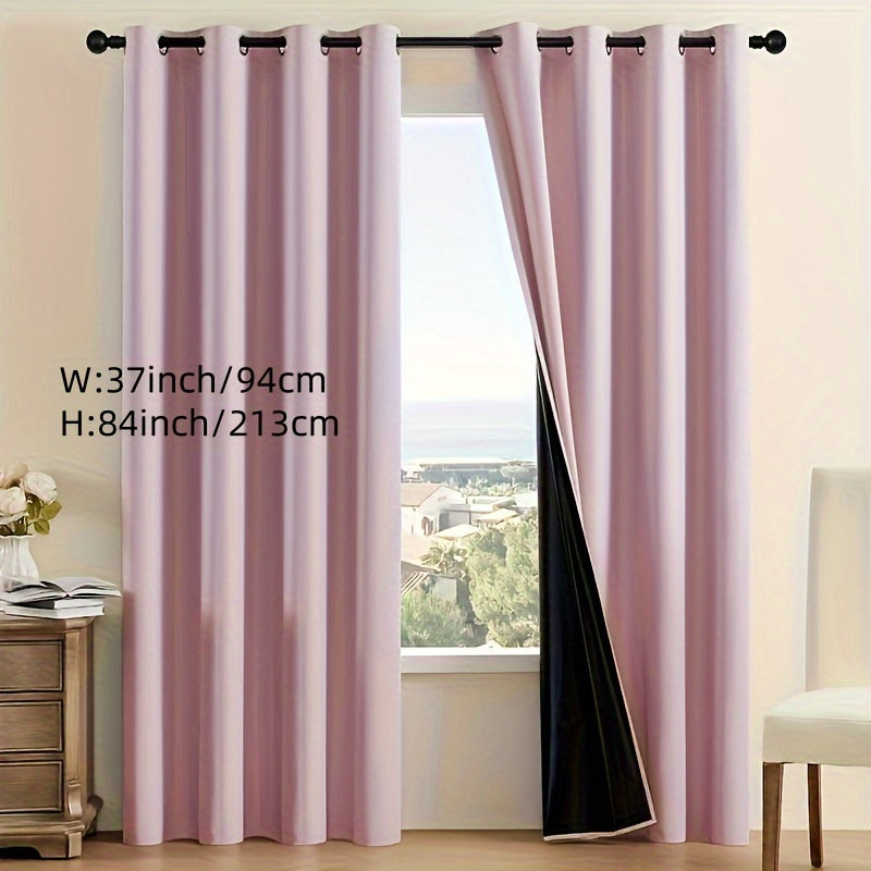 Rideau occultant thermique 100 % blackout à œillets en polyester, rose